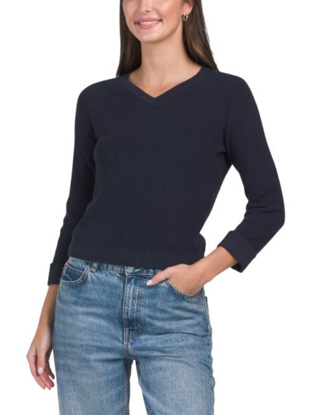WINDSOR & WHITE Shaker Knit V-neck Sweater